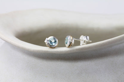 Handmade Sterling Silver Blue Topaz Stud Earrings