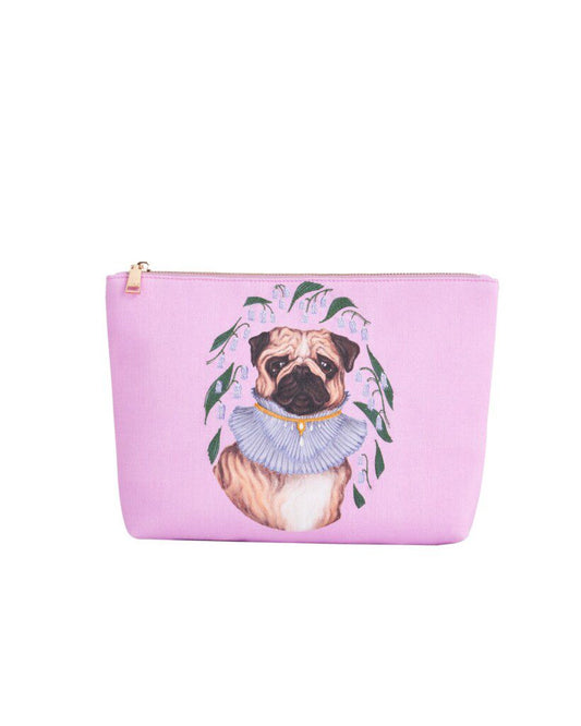 Catherine Rowe Pet Portraits Pug Pink Cotton Pouch