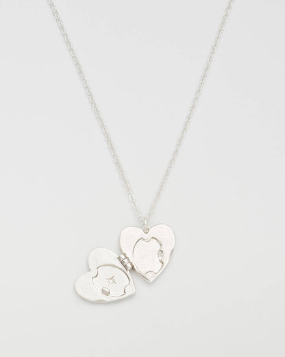 Selene Moon Periwinkle Locket Necklace in Silver