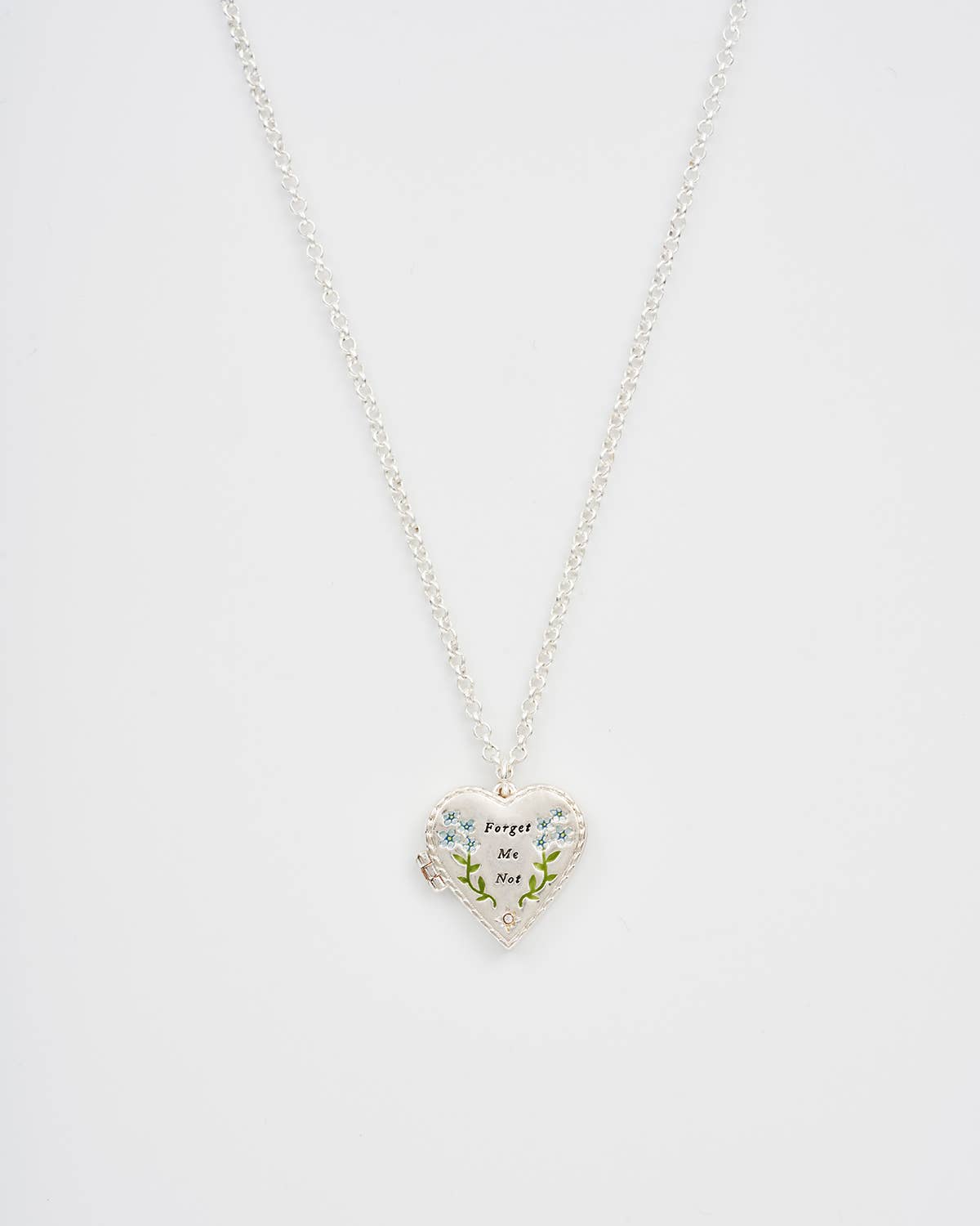 Floral Heart Silver Locket Necklace
