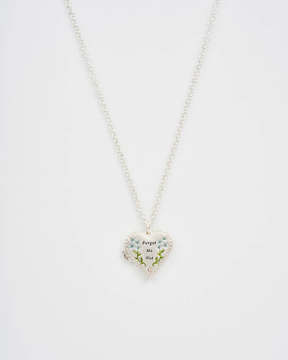 Floral Heart Silver Locket Necklace