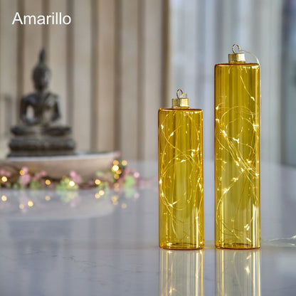 Glass Cylinders  set of 2  Amarillo