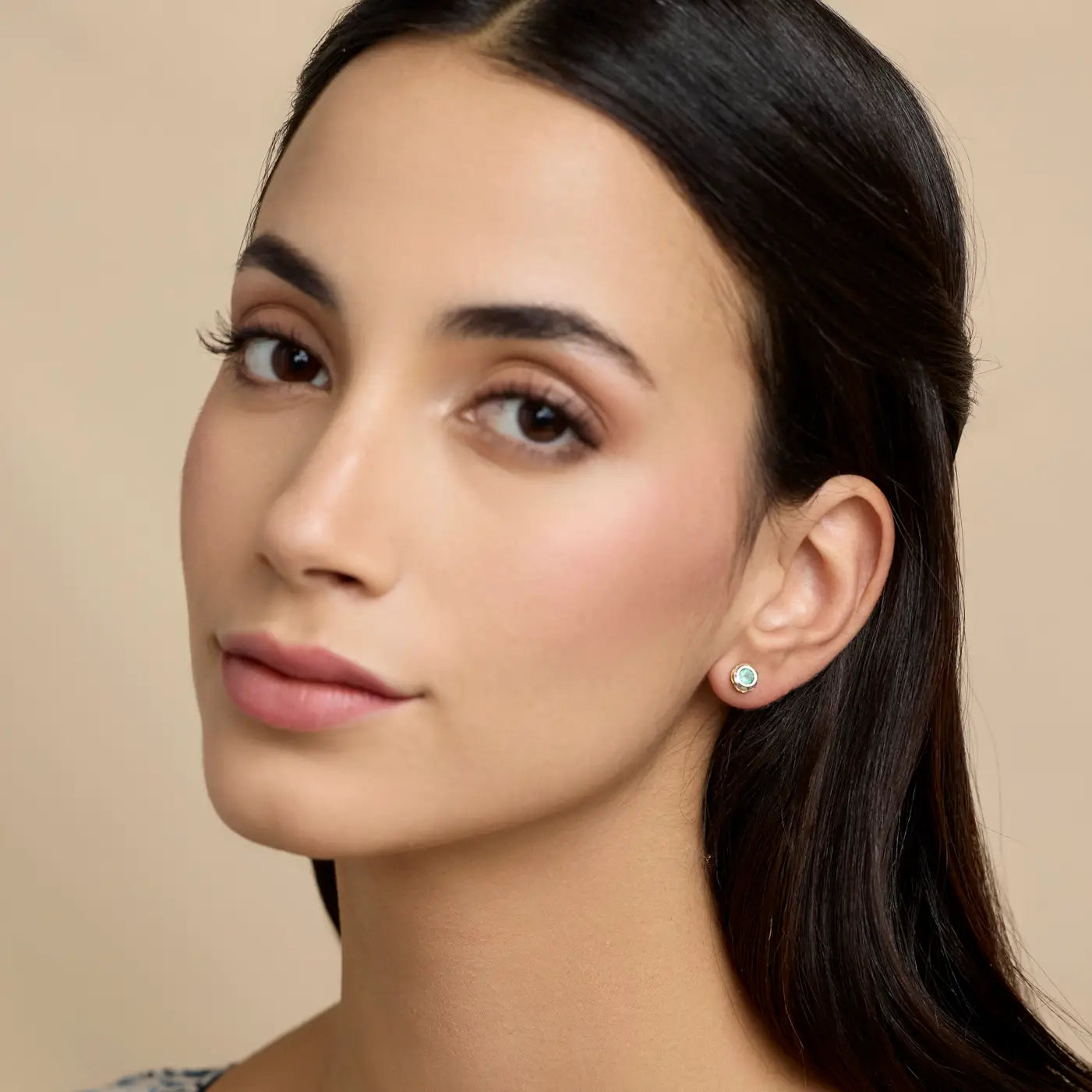 Handmade Sterling Silver Emerald Stud Earrings