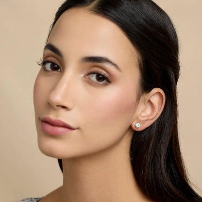 Handmade Sterling Silver Emerald Stud Earrings