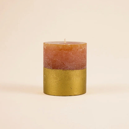 Orange & Cinnamon Gold-Dipped Pillar Candle