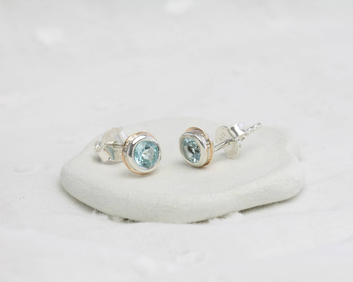 Handmade Sterling Silver Blue Topaz Stud Earrings
