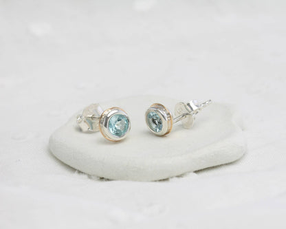 Handmade Sterling Silver Blue Topaz Stud Earrings