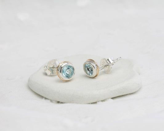 Handmade Sterling Silver Blue Topaz Stud Earrings