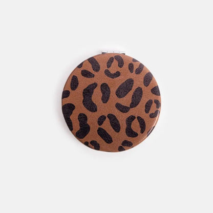 Tan Leopard Round Pocket Mirror