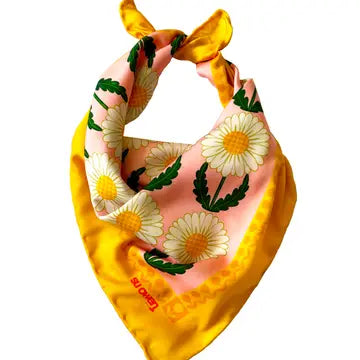 Pink and Yellow Daisy Pocket Square / Neckerchief