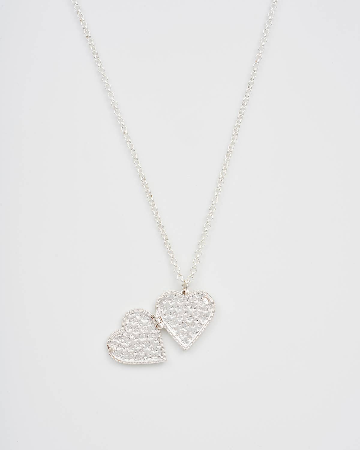 Floral Heart Silver Locket Necklace
