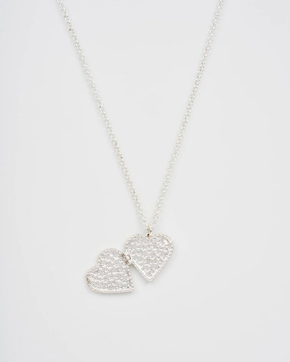 Floral Heart Silver Locket Necklace