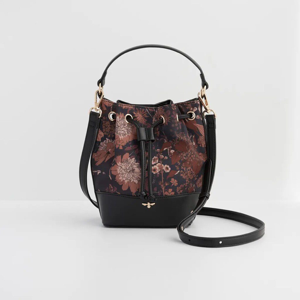 Fable Deco Bloom Black Bucket Purse