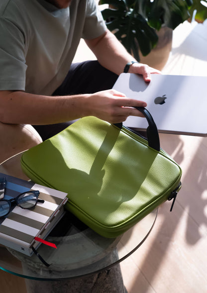 Green PU Laptop Bag