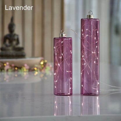 Glass Cylinders lavender| set of 2