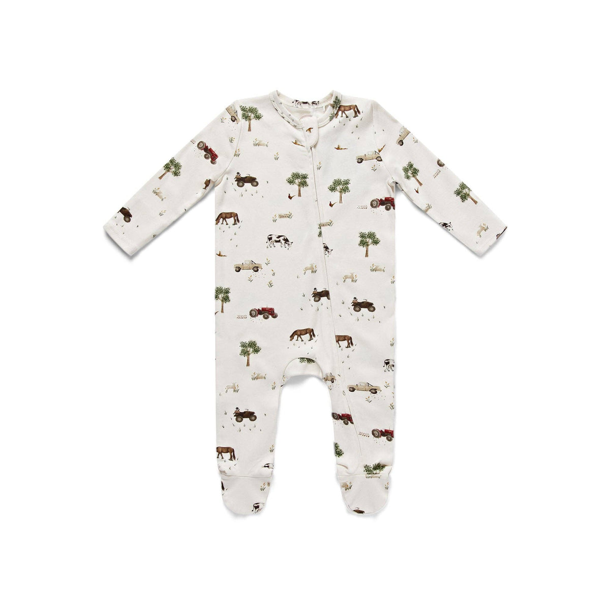 On The Farm Print Zip Sleep-suit