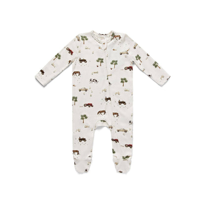 On The Farm Print Zip Sleep-suit