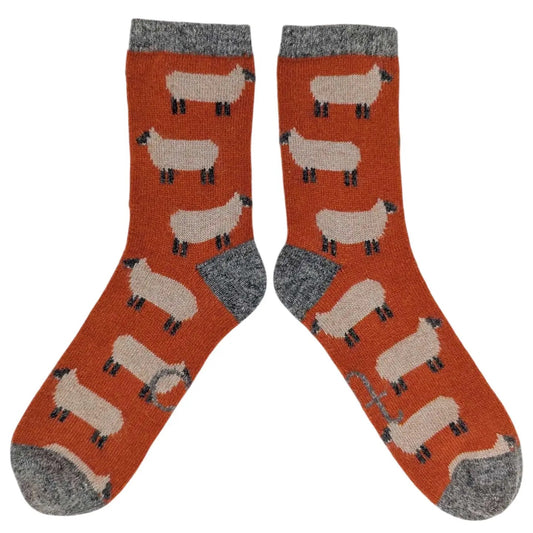 Men's Lambswool Ankle Socks 8-11 Orange