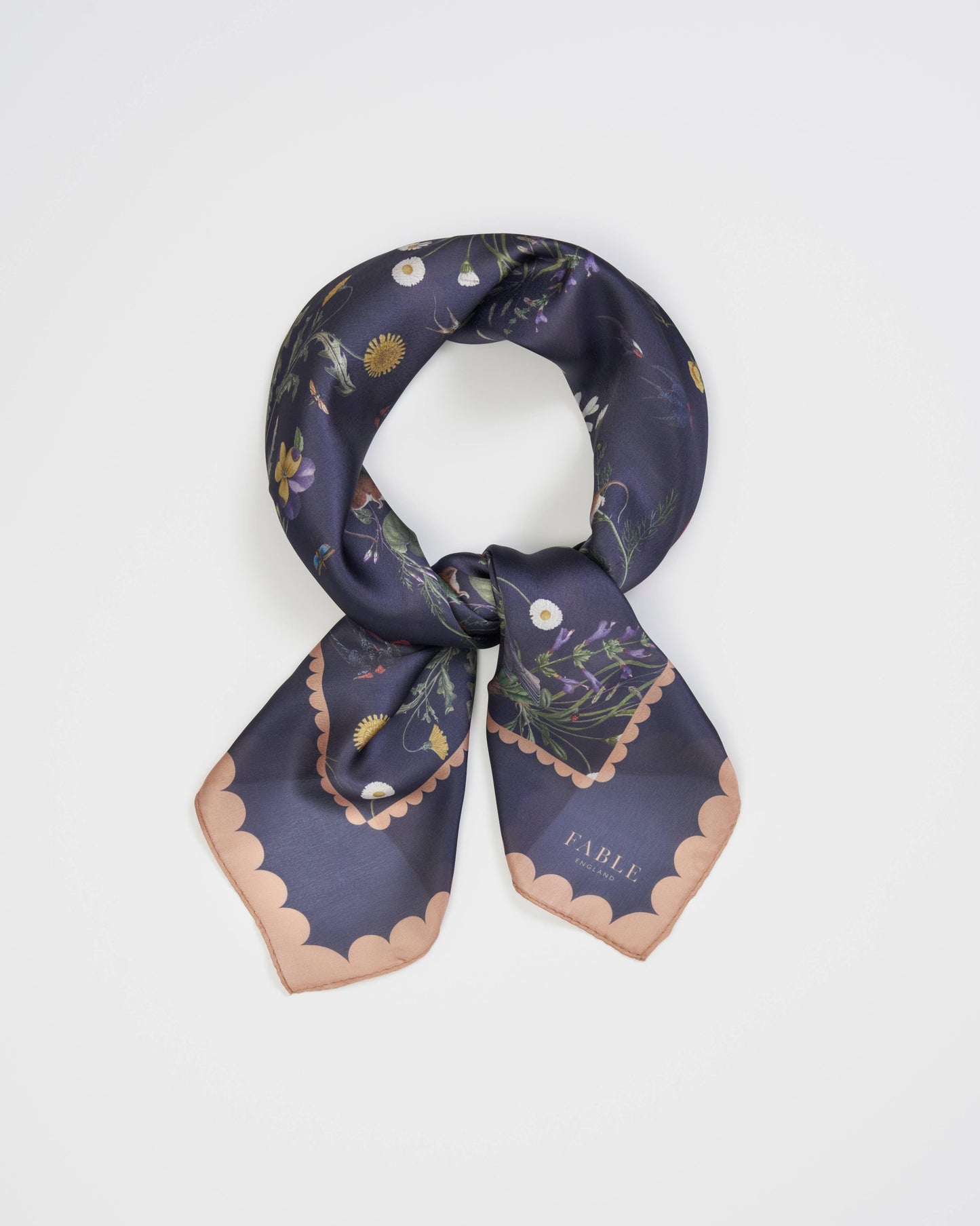 FABLE Navy Running Bunny Toile Square Scarf