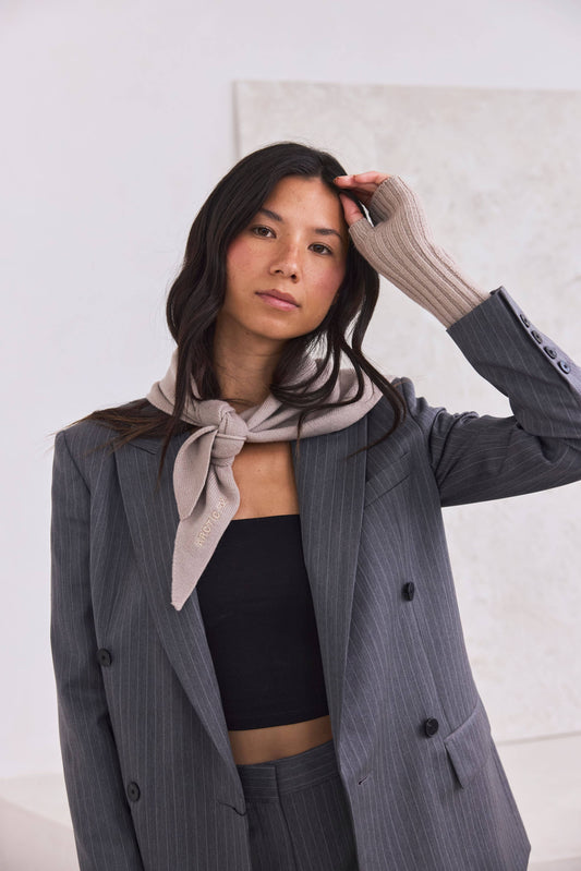Merino Wool Triangle Scarf - Soft Taupe - AW25
