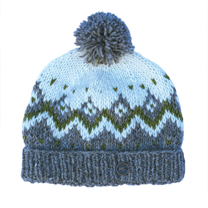 Dot Diamond Bobble Hat - Pure Wool - Knitted - Fair Trade