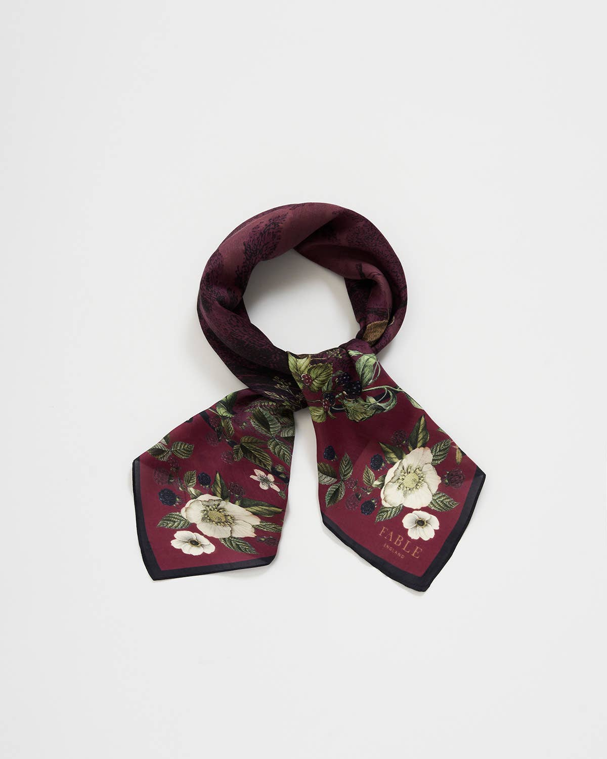 Orla Narrative Medium Square Scarf in Burgundy