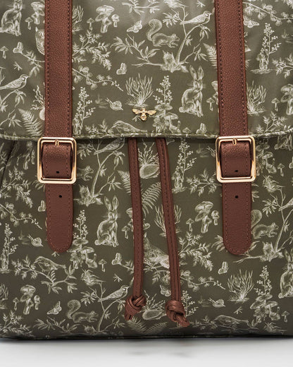 Flora Orla Scene Print Backpack in Khaki