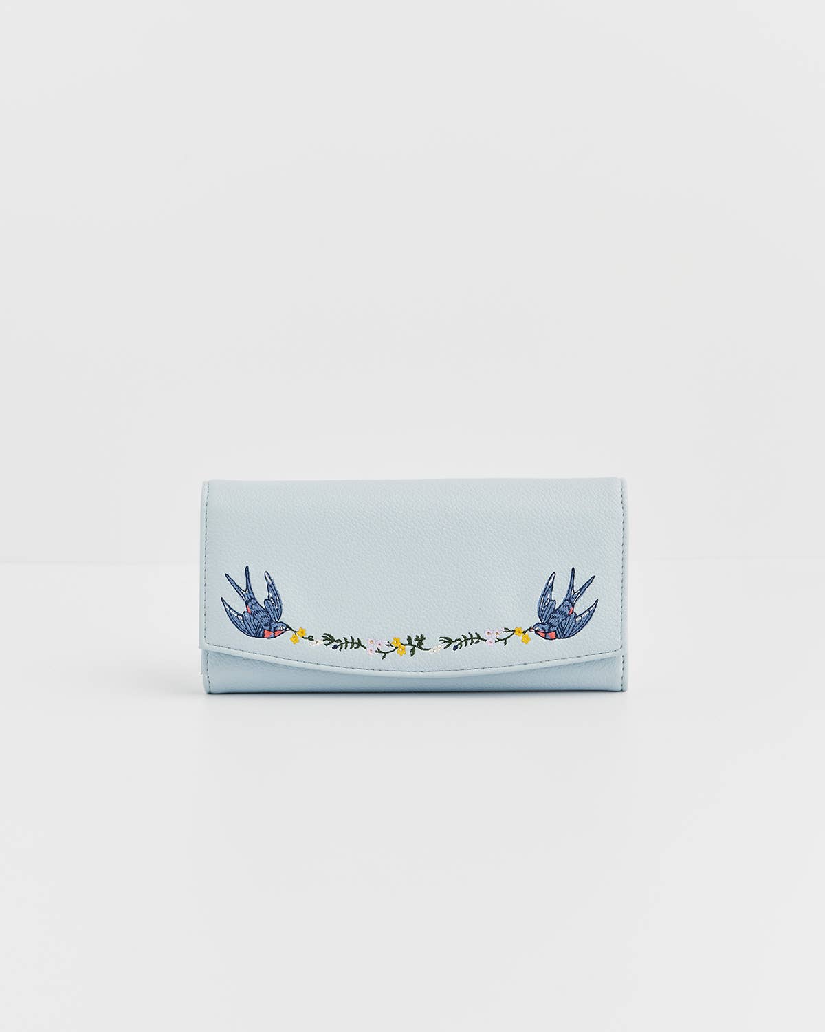 Bird Blue Embroidered Purse
