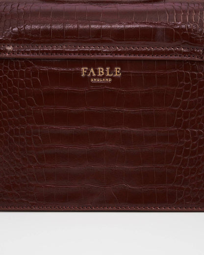 Eliza Small Top Handle Bag in Burgundy Croc