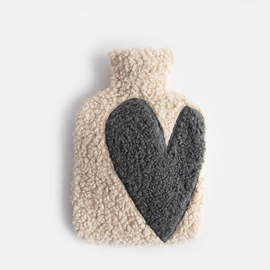 Oat/Charcoal Heart Borg Hot Water bottle