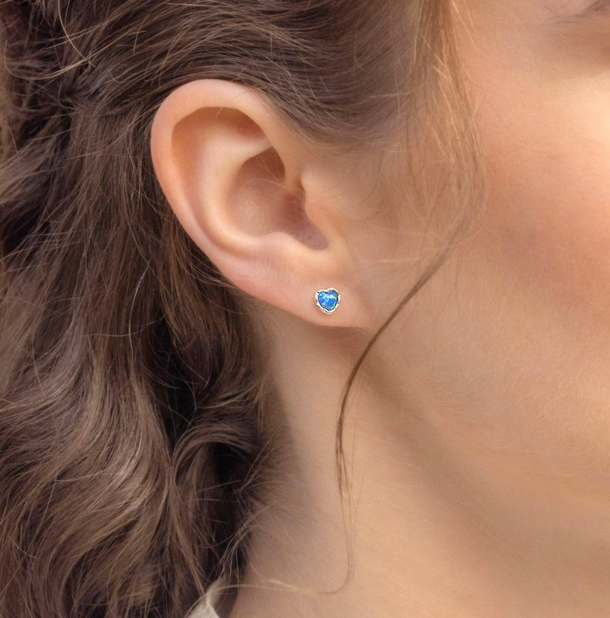 Opalite Heart Stud Earrings