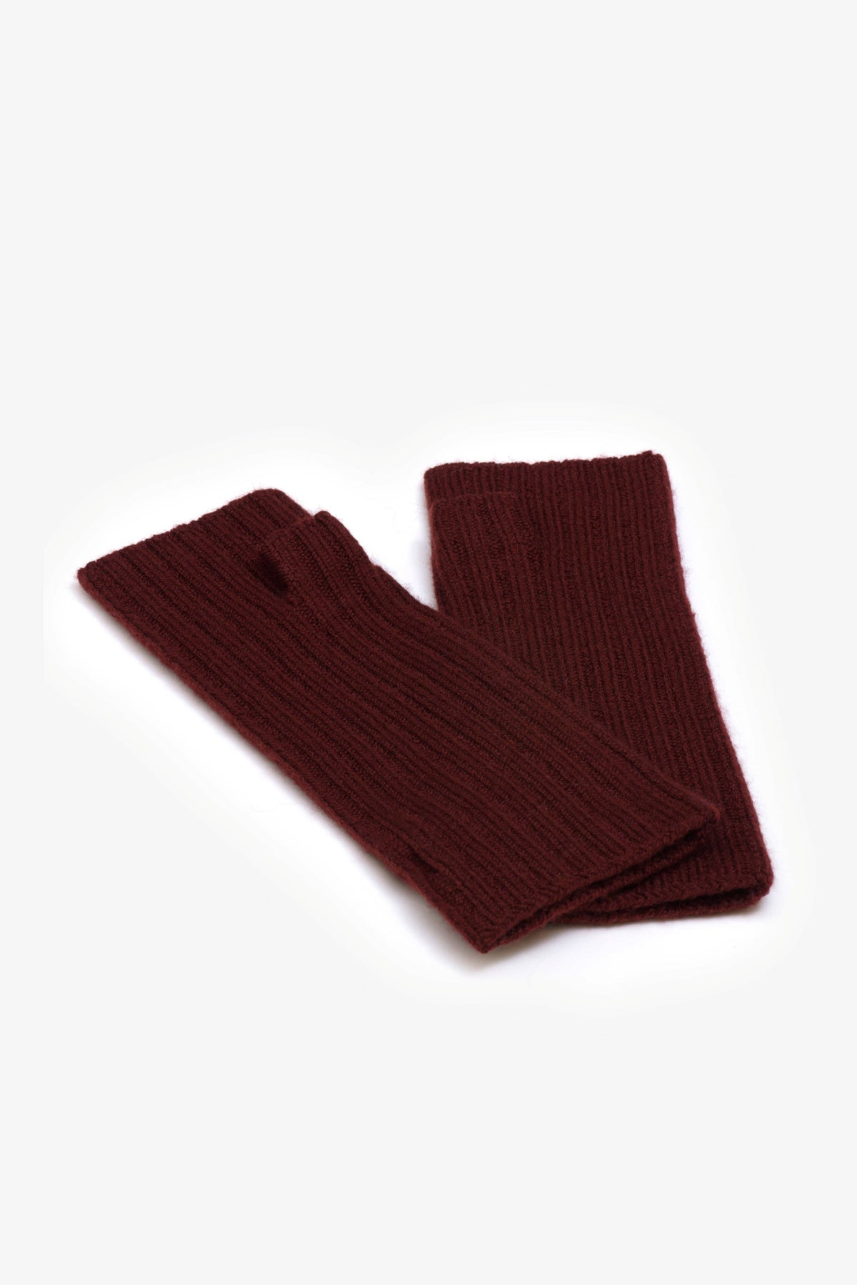 Merino Wool Fingerless Gloves - Dark Walnut Brown - AW26