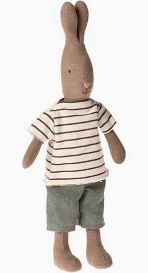 MAILEG BROWN RABBIT SIZE 2 - STRIPED BLOUSE AND PANTS