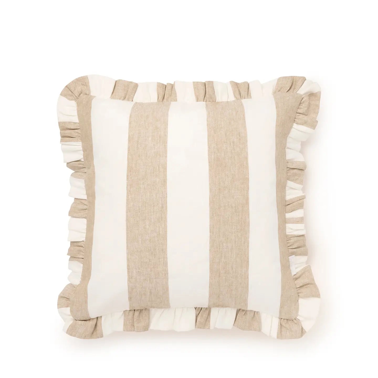Witham Sand Stripe Frill Edge Cushion