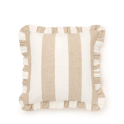 Witham Sand Stripe Frill Edge Cushion