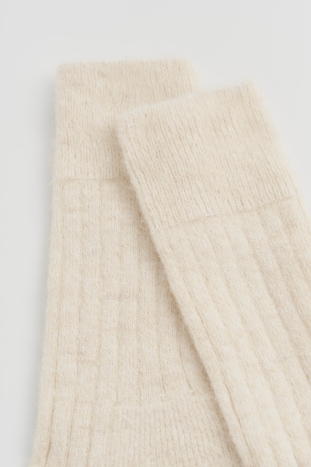 Clotted Cream Ultra Soft Alpaca Ribbed Bed Socks