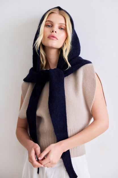The Alpaca Hooded Scarf - Deep Sea Navy - AW25