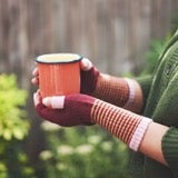 Women's Dark Red & Pink Lambswool Fingerless Gloves