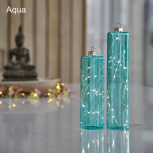 Glass Cylinders Aqua | set of 2