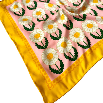 Pink and Yellow Daisy Pocket Square / Neckerchief