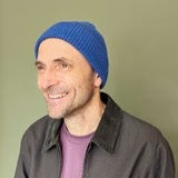 Denim Blue Ribbed Lambswool Unisex Beanie