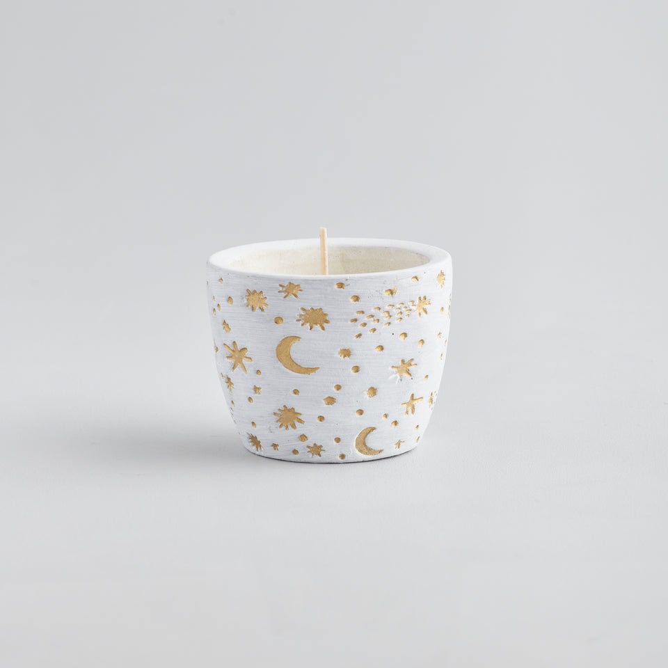 Inspiritus, White & Gold Celestial Candle Pot one in stock