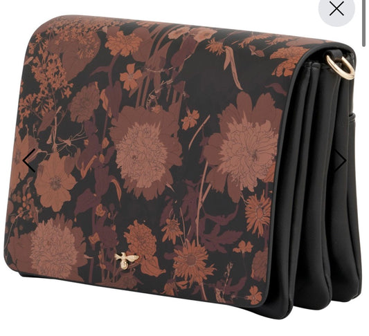 Fable England Deco Blooms Black Crossbody Handbag