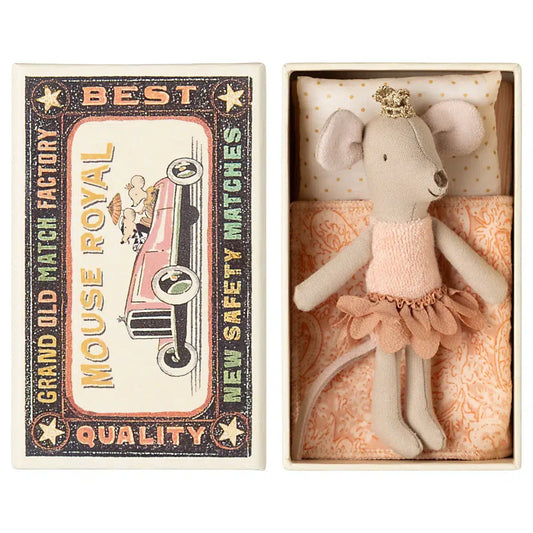 Maileg Princess mouse, Little sister in matchbox