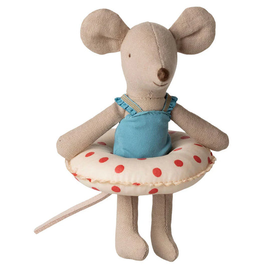 Beach Mouse With Float, Little Sister - Red Dot