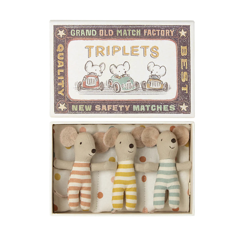 Maileg Baby Mice, Triplets in Matchbox