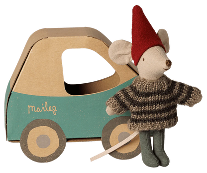 PRE-ORDER Maileg, Christmas Mouse, Little Brother in Car Box **DUE NOV*