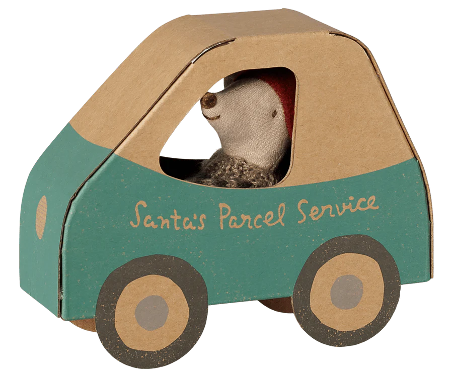 PRE-ORDER Maileg, Christmas Mouse, Little Brother in Car Box **DUE NOV*