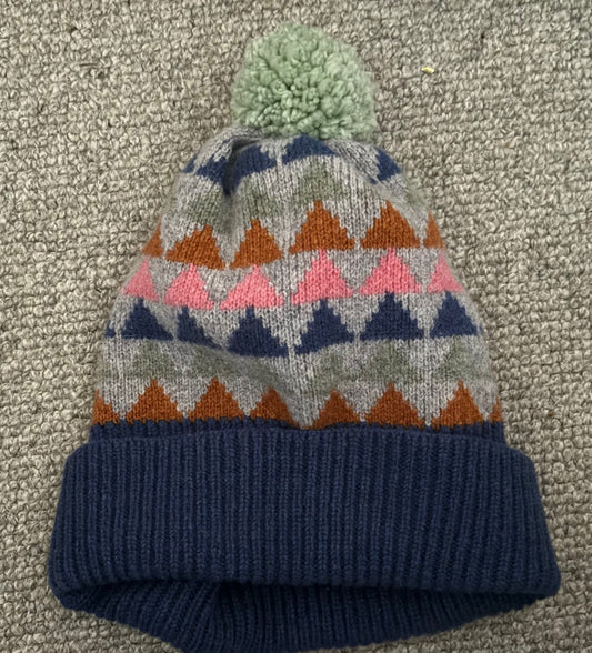 Triangle Lambswool Bobble Hat