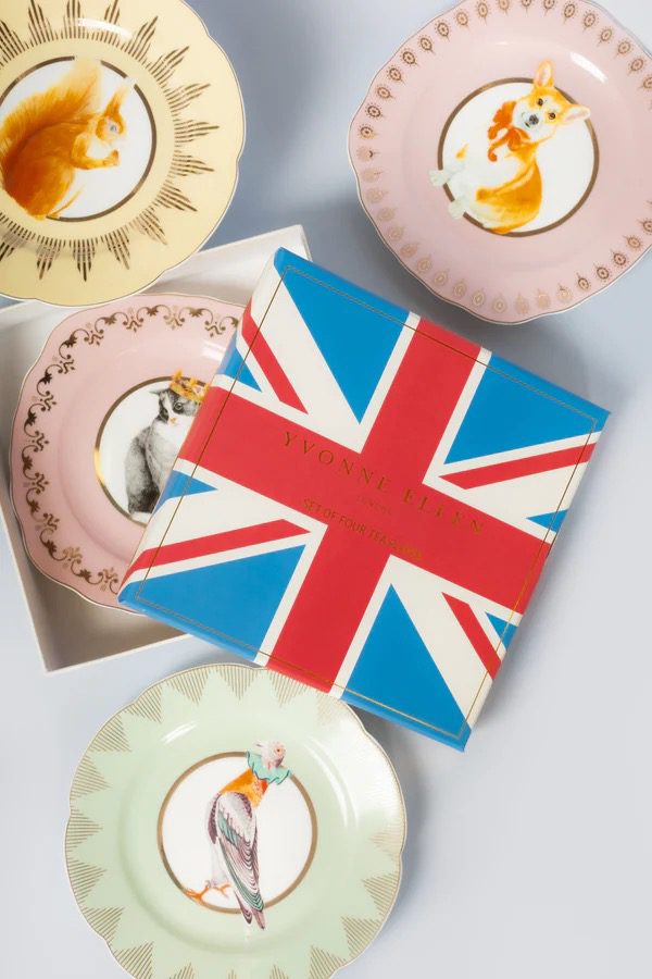 YVONNE ELLEN BEST OF BRITISH TEA PLATES 16CM (SET OF 4)